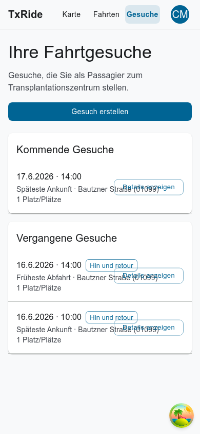 Gesuch in der Übersicht